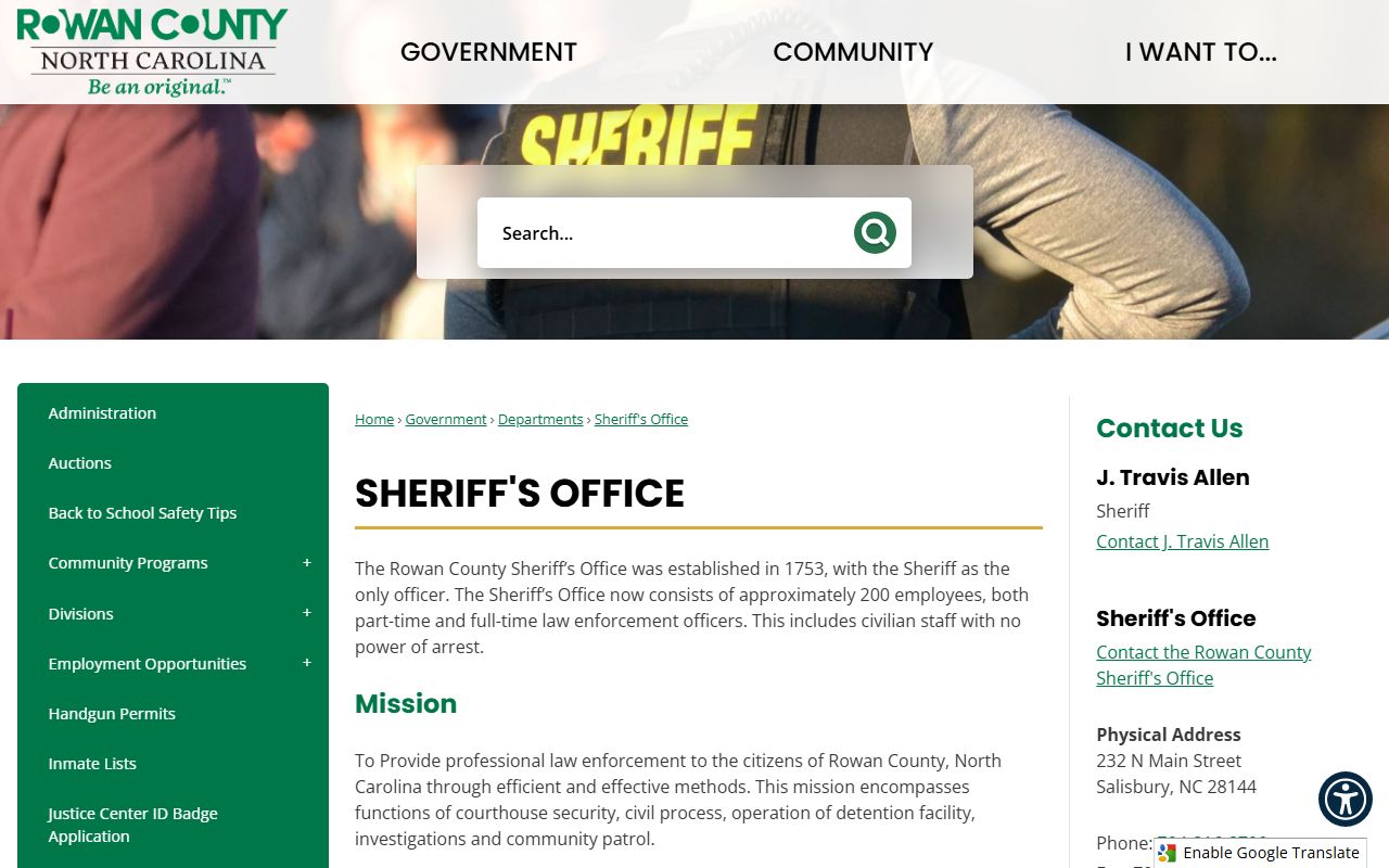Rowan County arrest records and court charges Sheriff's Office page