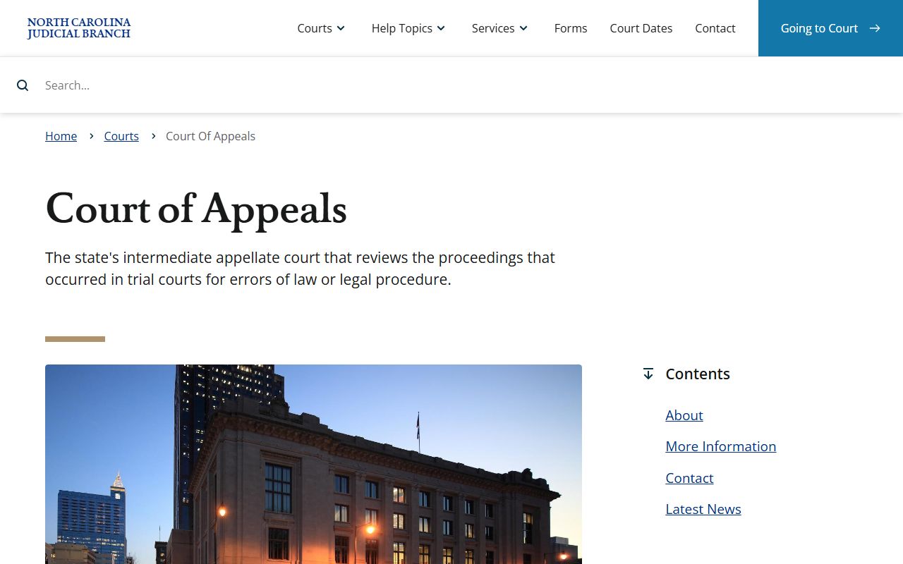 Rowan County court dockets Court of Appeals overview