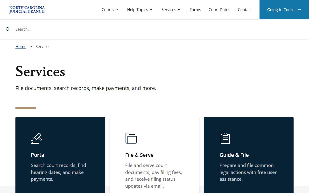 Rowan County court records online services page
