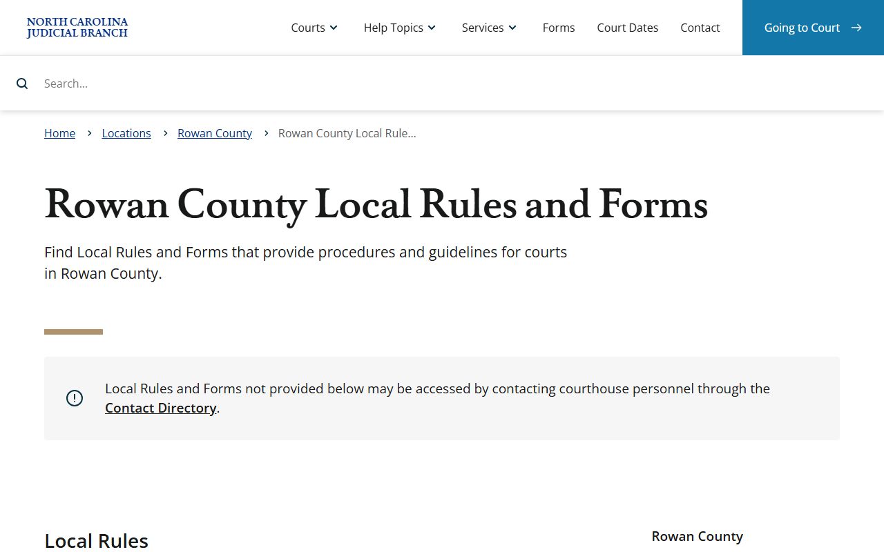 Rowan County court records local rules and forms