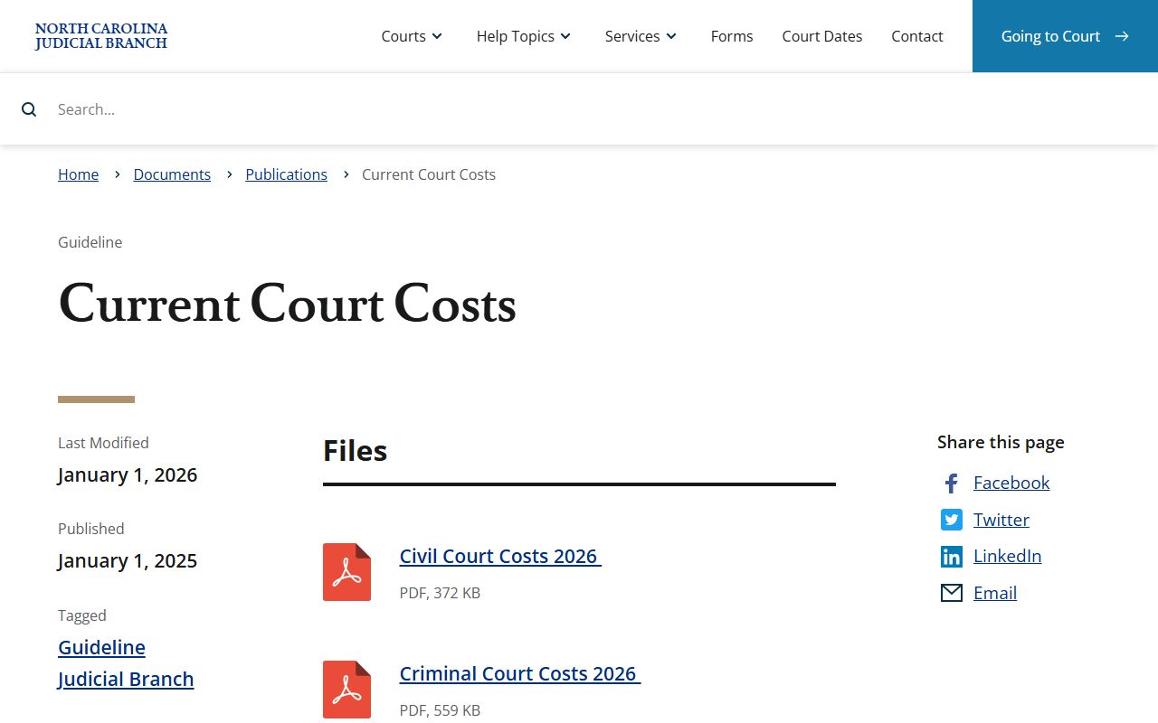 Rowan County criminal court records current court costs
