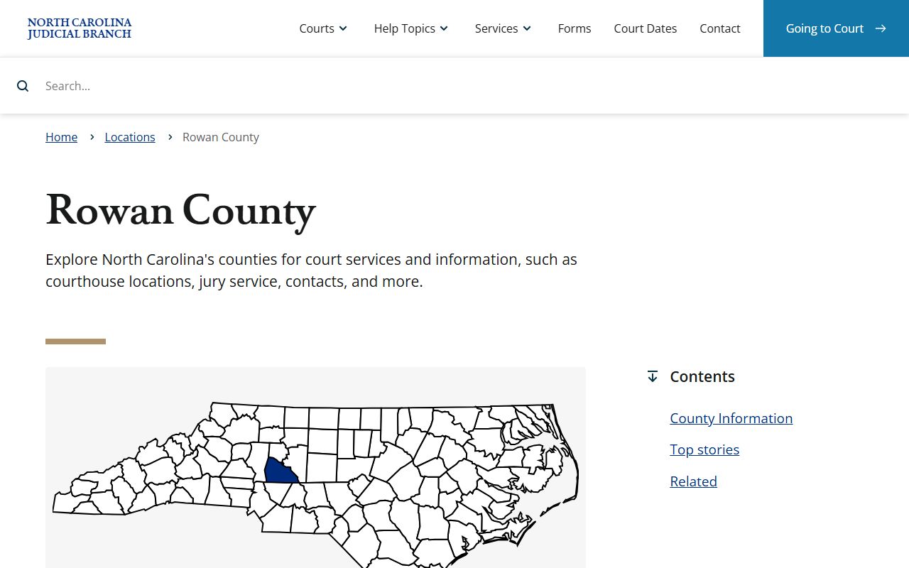 Rowan County court records on the N.C. Judicial Branch county page