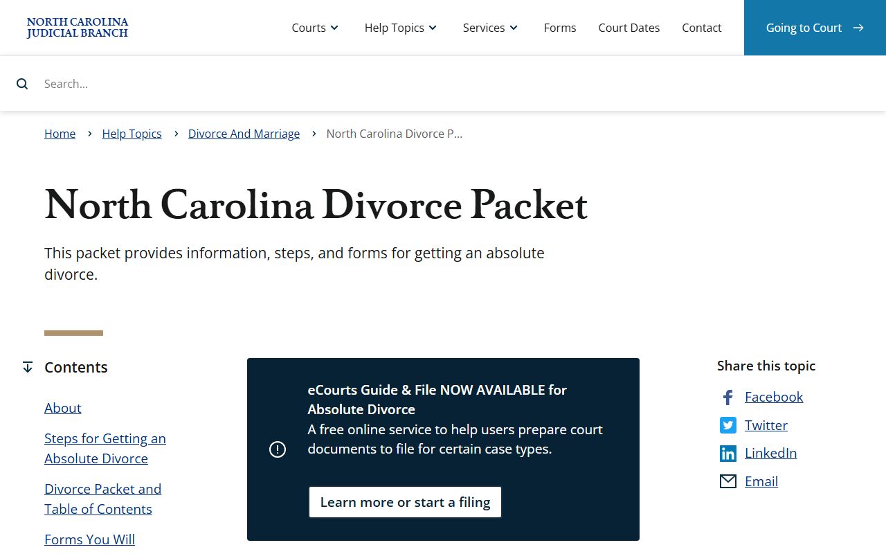 Rowan County divorce records N.C. divorce packet page