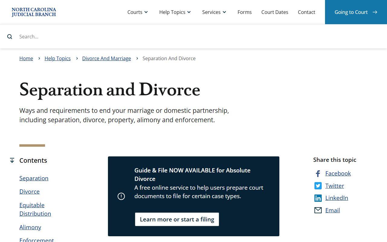 Rowan County divorce records N.C. separation and divorce help topic