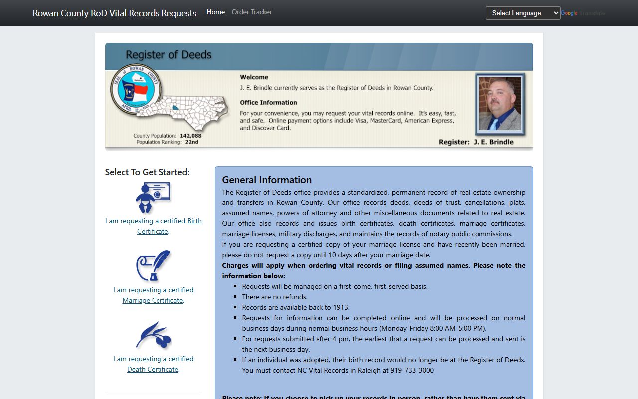 Rowan County marriage records Permitium vital records request portal