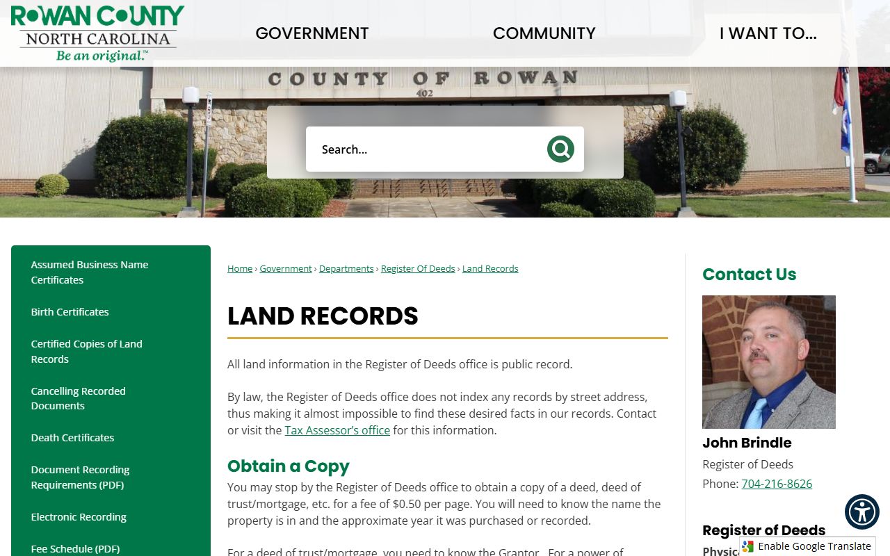 Rowan County probate records land records source