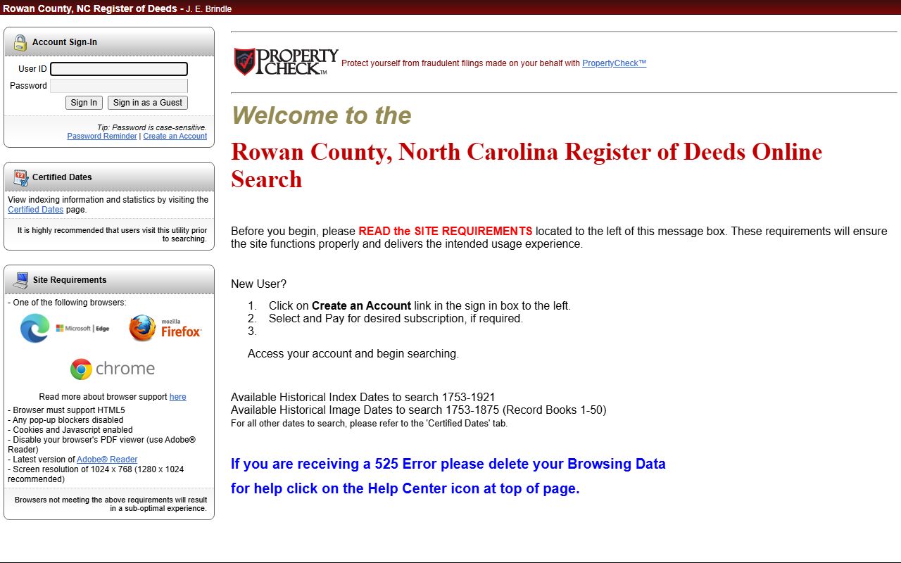 Rowan County probate records Register of Deeds online document search