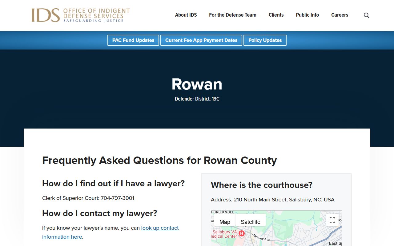 Rowan County traffic court records Indigent Defense Services Rowan page
